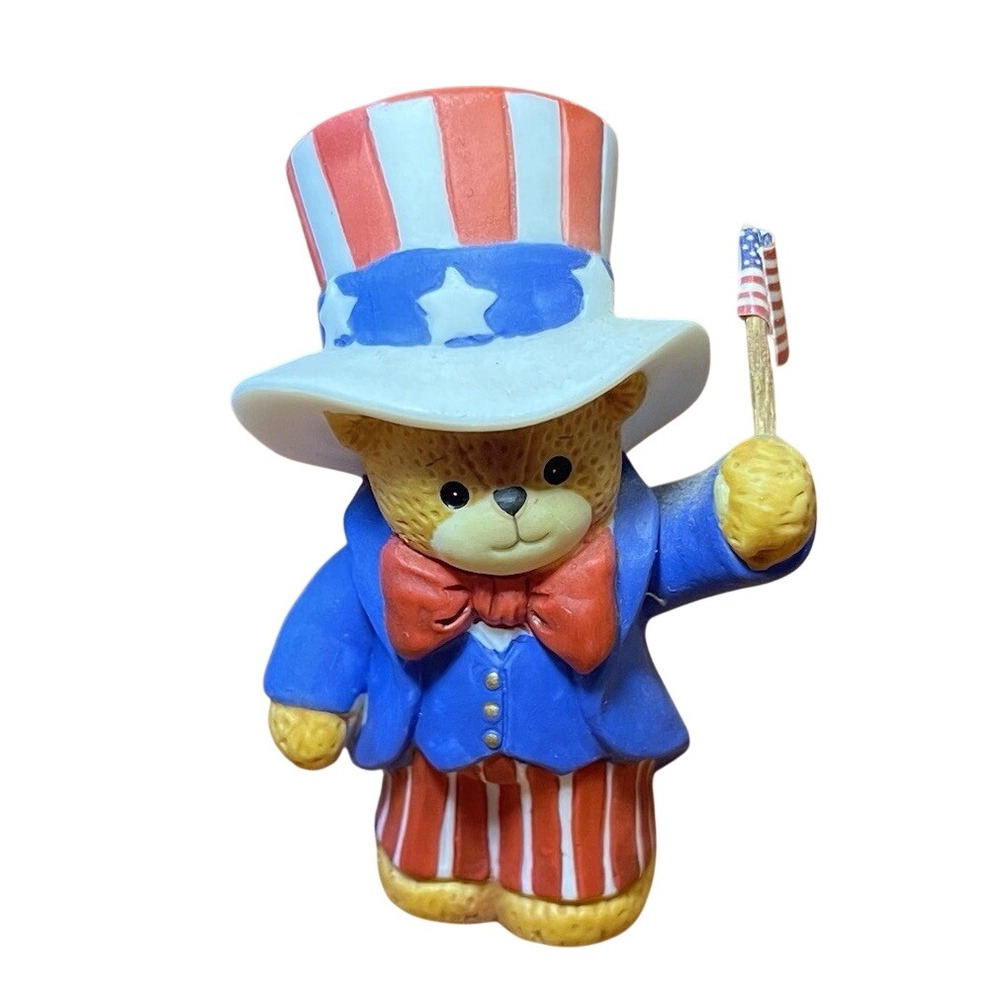 1993 Lucy Rigg Enesco Lucy & Me Patriotic Uncle Sam USA Flag Porcelain Figurine